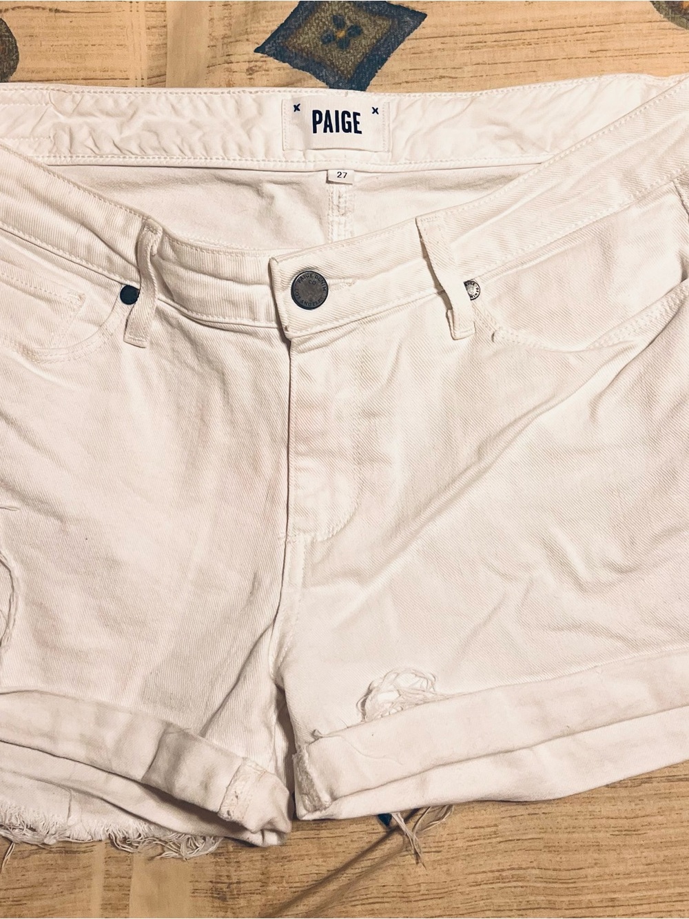 PAIGE White Denim Rolled-Hem Women's Shorts Size 27.